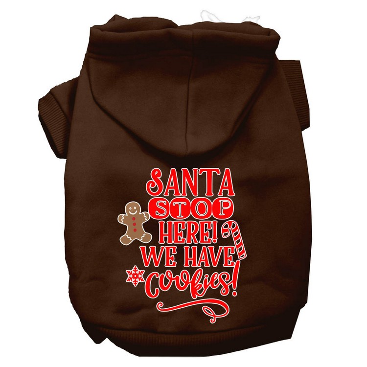 Santa, We Have Cookies Screen Print Dog Hoodie Brown XXXL